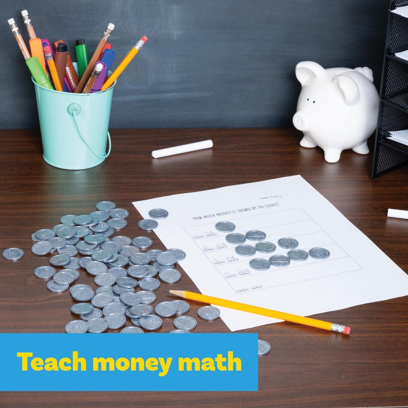 LEARNING ADVANTAGE-7522 Play Nickels - Set of 100 Plastic Coins - Designed and Sized Like Real US Currency - Teach Money Math With This Pretend Play Resource - Image 4